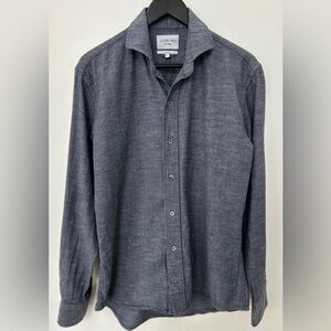 Ledbury Slim Fit Dress Shirt Men’s Large Gray Button Down Business Casual Cotton